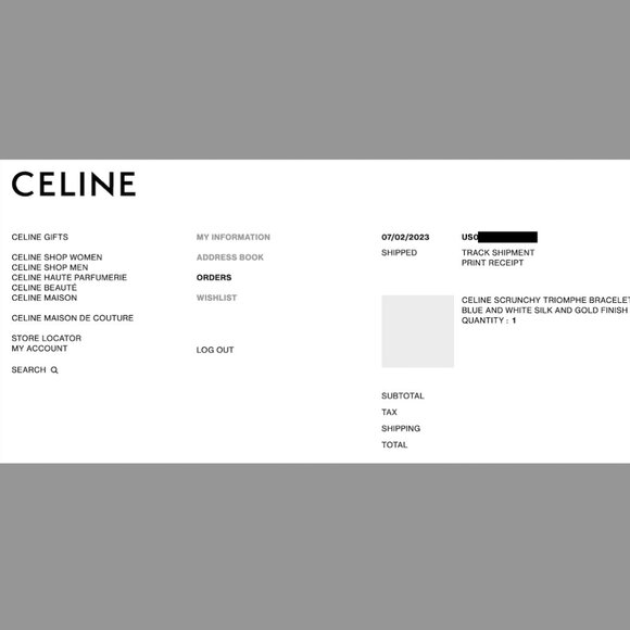 CELINE Scrunchie Triomphe Bracelet in Blue and White Silk and Gold Finish - Picture 5 of 5